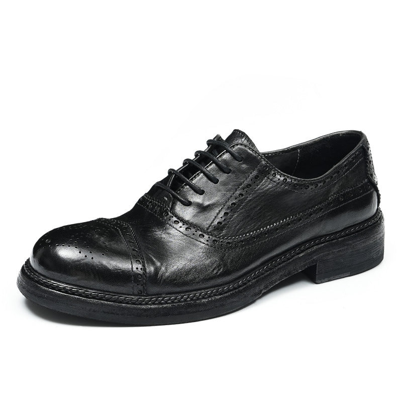 Horse Leather Carved Leather Shoes Men's British Business Formal Wear Work Groom Wedding Leather Bottom A567-6
