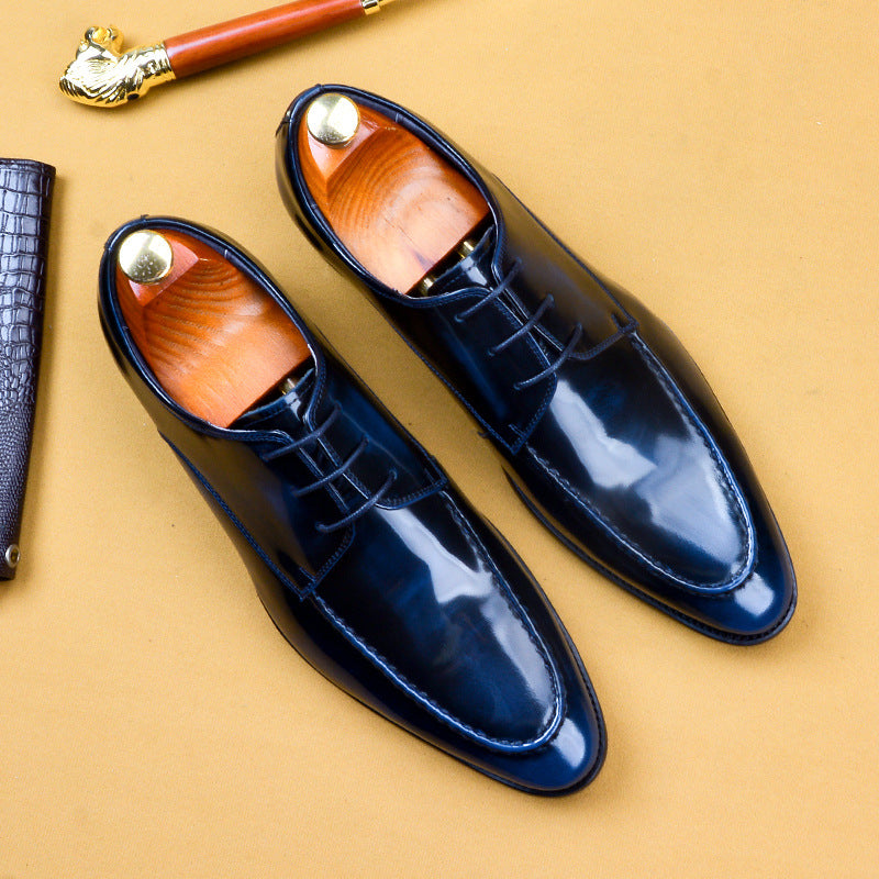 Business Men's Shoes Formal Casual Shoes British Leather Patent Leather Brushed Breathable Pointed Wedding Leather Shoes male shoes68110