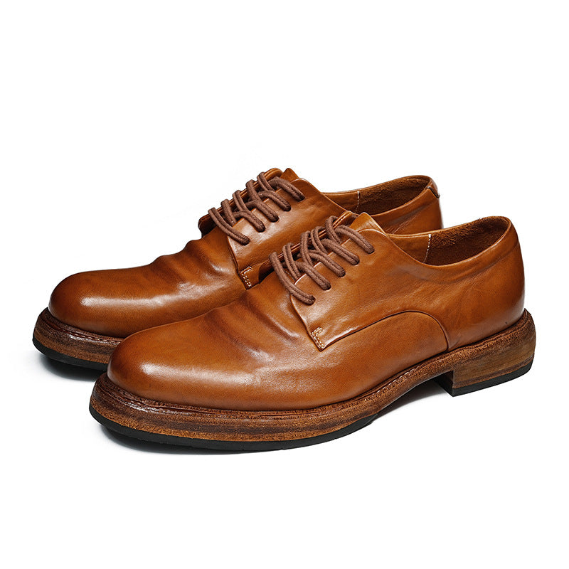 Light Luxury Horse Leather Genuine Leather Handmade Leather Shoes Men's British Cowhide Shoes Leather Sole Work Shoes 76010