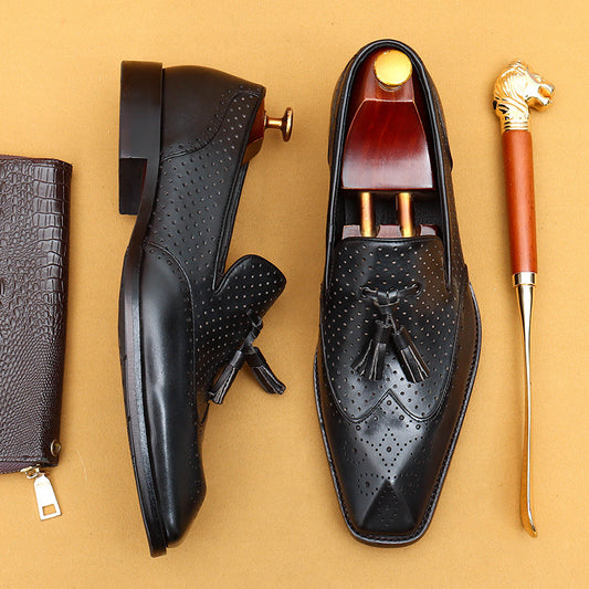 Erste Schicht Rindsleder Herren Lederschuhe Quaste Loafer Casual Sommer Lederschuhe Herren Hohl Atmungsaktives Leder Business Abendgarderobe Schuhe68907