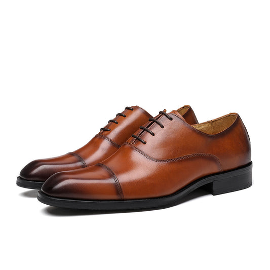 Chaussures en cuir britanniques pour hommes, tenue de soirée, chaussures Oxford à bout carré en cuir authentique, chaussures de mariage pour marié, chaussures décontractées pour hommes20613