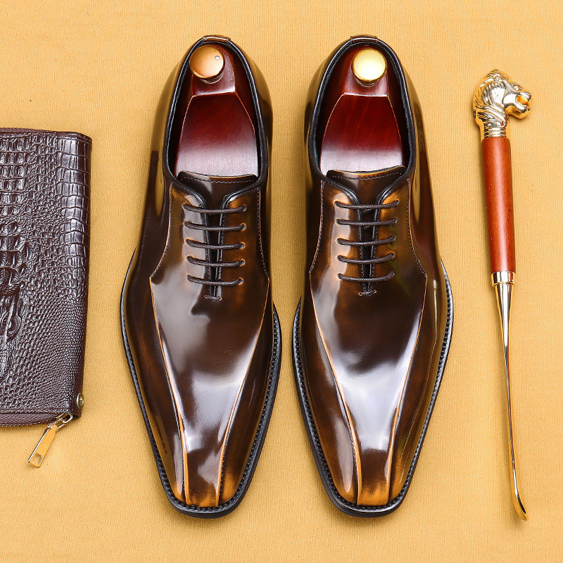 Top Layer Cowhide Men's Leather Shoes Men's Patent Leather Glossy Leather Shoes Business Formal Wear Oxford Shoes Men's Shoes89272