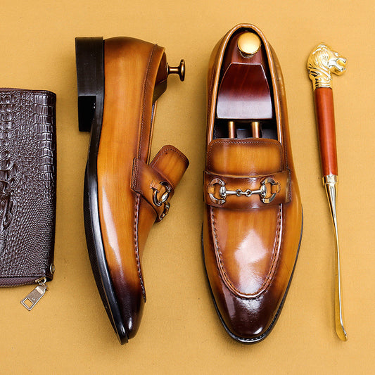 Lässige Lederschuhe Herren Business Freizeitschuhe Herren Echtleder Spitzschuh Handgefertigte britische Herrenschuhe89253