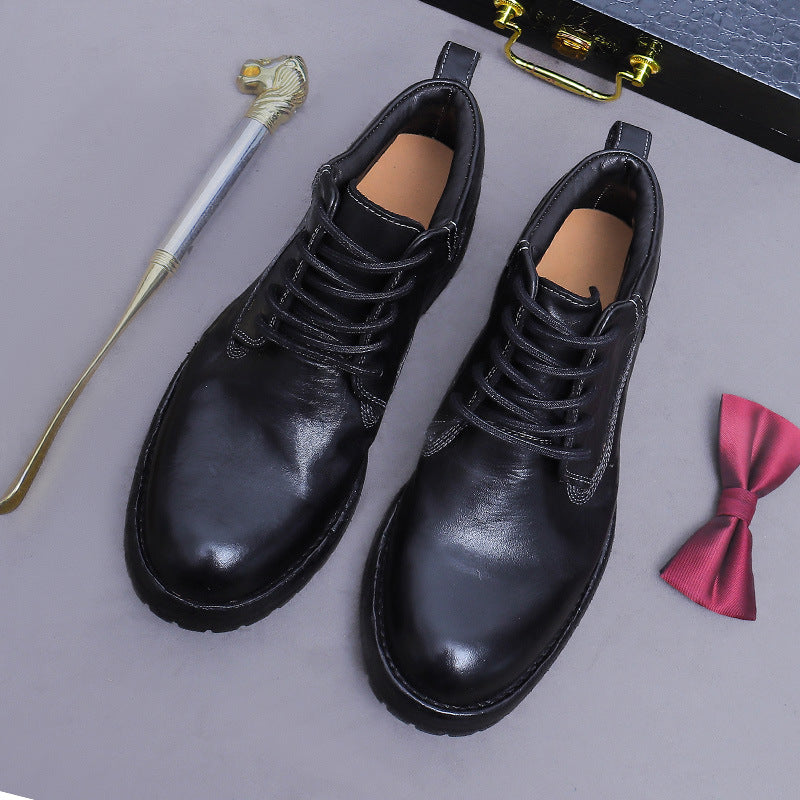 High-End Leather Sole Men's Retro Workwear Genuine Leather Martin Boots Fashion Distressed Washed Horse Leather Stitched Durable 1570A-11