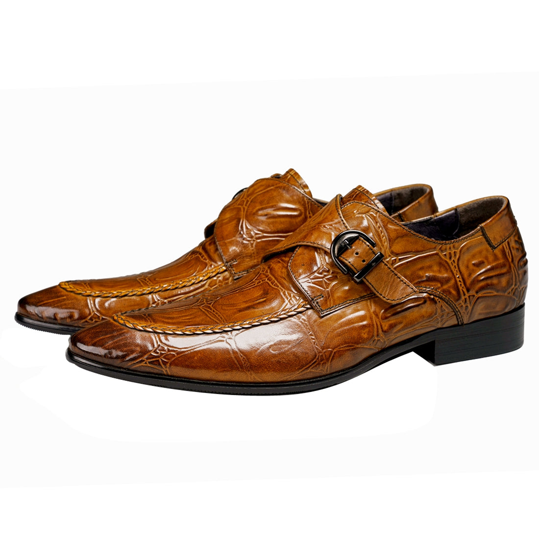 Chaussures en cuir Buckle Mengke pour hommes Chaussures formelles en cuir véritable pour hommes Chaussures décontractées à enfiler pour hommes à la mode Chaussures en cuir69501 