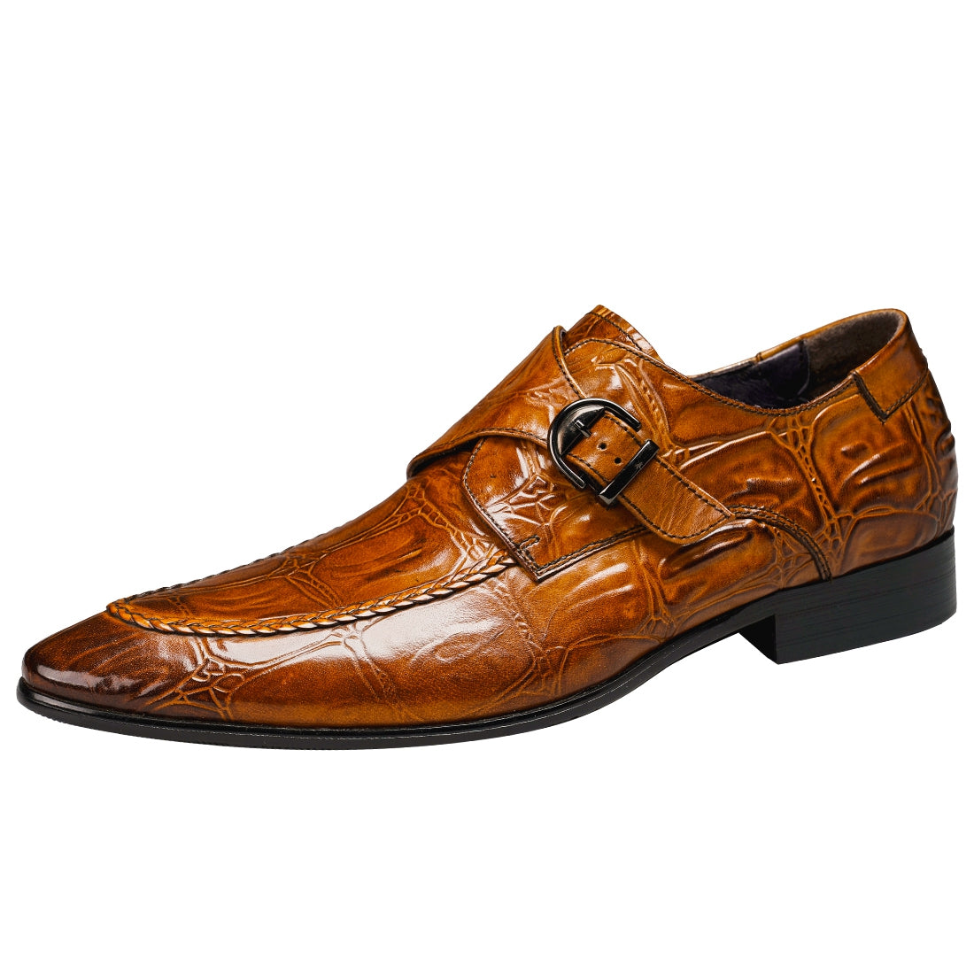 Chaussures en cuir Buckle Mengke pour hommes Chaussures formelles en cuir véritable pour hommes Chaussures décontractées à enfiler pour hommes à la mode Chaussures en cuir69501 