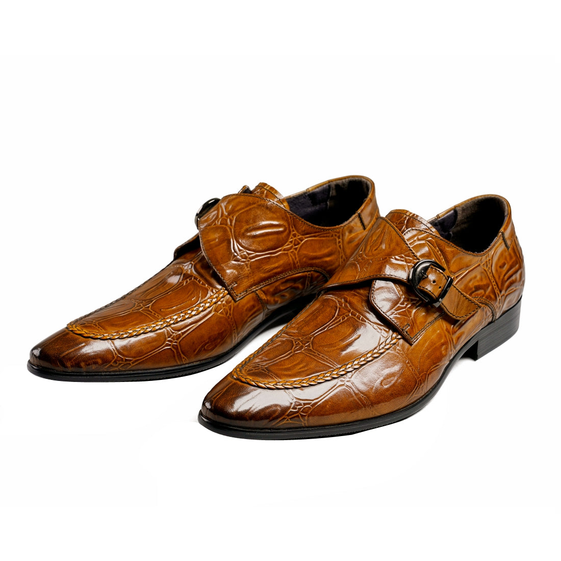 Chaussures en cuir Buckle Mengke pour hommes Chaussures formelles en cuir véritable pour hommes Chaussures décontractées à enfiler pour hommes à la mode Chaussures en cuir69501 