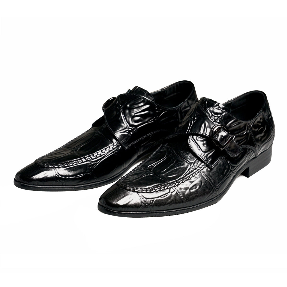 Chaussures en cuir Buckle Mengke pour hommes Chaussures formelles en cuir véritable pour hommes Chaussures décontractées à enfiler pour hommes à la mode Chaussures en cuir69501 