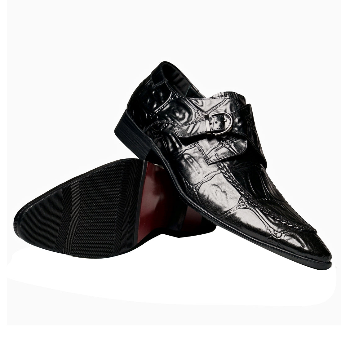 Chaussures en cuir Buckle Mengke pour hommes Chaussures formelles en cuir véritable pour hommes Chaussures décontractées à enfiler pour hommes à la mode Chaussures en cuir69501 