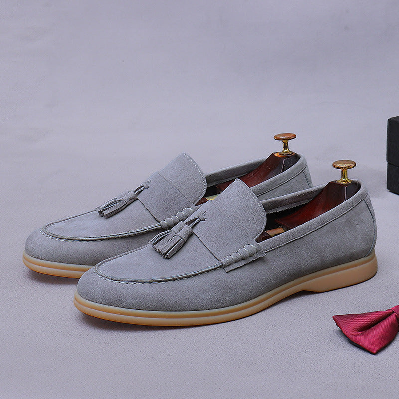 Slip-On Suede Tassel Loafers Moccasins Suede Leather Shoes 86218