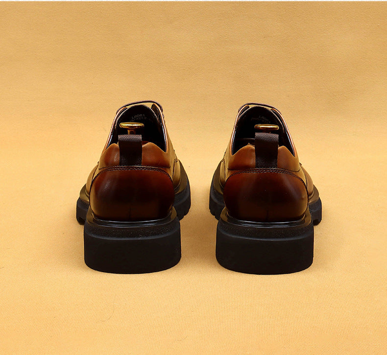 Erste Schicht Rindsleder Herren Lederschuhe Big Head Lederschuhe Herren echtes Leder formelle Business Herrenschuhe Square Toe Plateau British Erhöhte Derby Schuhe96139 