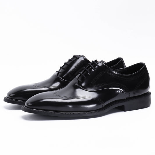 Glossy Leather Shoes Men's Leather Patent Leather British Style Carving Business Formal Wear Oxford Shoes Men's Lace-up Handmade Men's Shoes Work68155