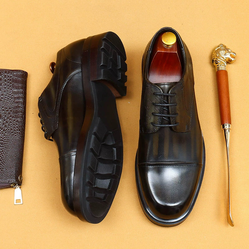 Erste Schicht Rindsleder Herren Lederschuhe Herren Lederschuhe Business Abendgarderobe Rindsleder Arbeitsschuhe Britische Retro runde Zehen Freizeitschuhe89623 