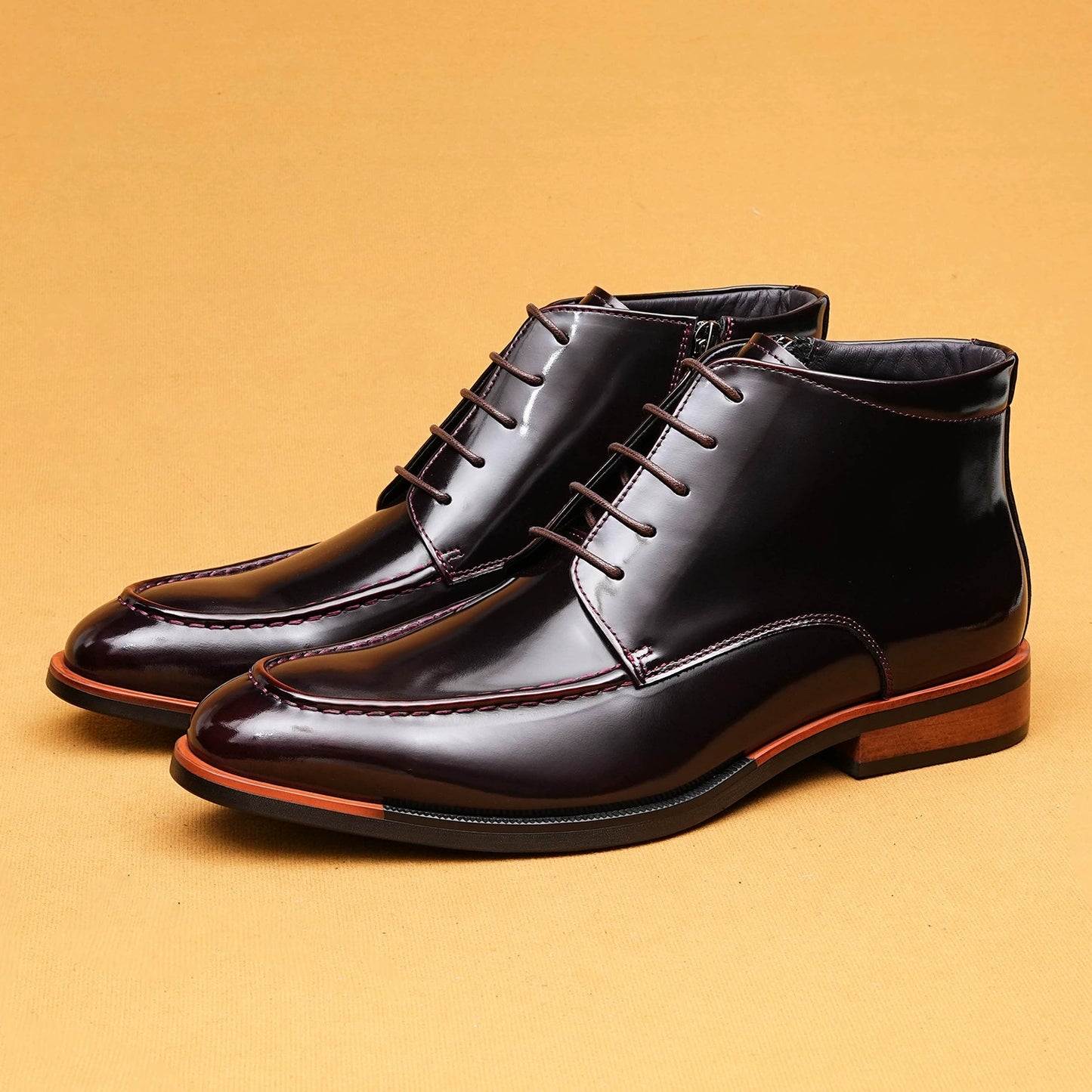 Men’s British Style Pointed-Toe Leather Boots 23737