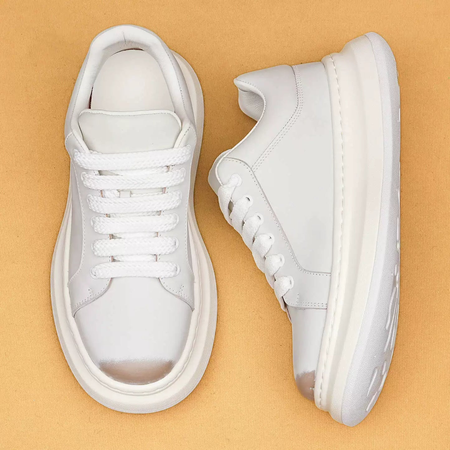 Men’s New Genuine Leather White Sneakers 88003