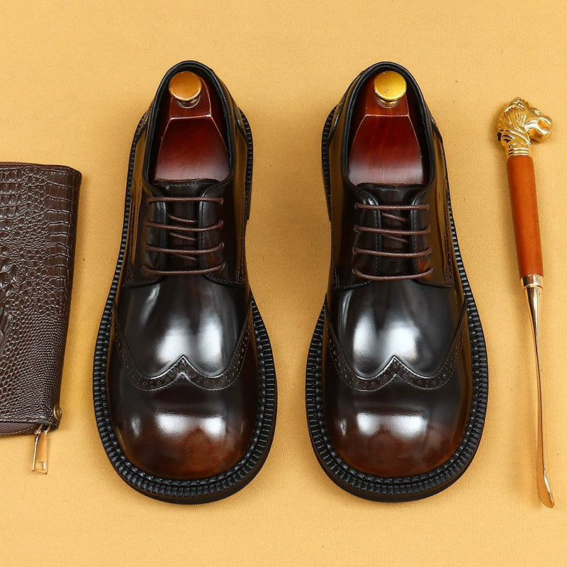 Erste Schicht Rindsleder Herren Lederschuhe Business Casual Lederschuhe Herren Big Toe Echtes Leder England Style Carving Brogue Wide Toe Fat Feet Herrenschuhe23703 