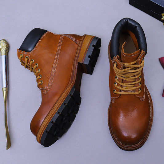 Autumn Winter Warm High-top Martin Boots Men Round Toe fashion Men Boots Genuine Leather Horse Leather M621H-5