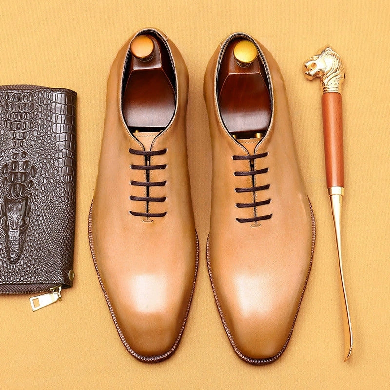 Men’s Full-Piece Leather Oxford Shoes 68871