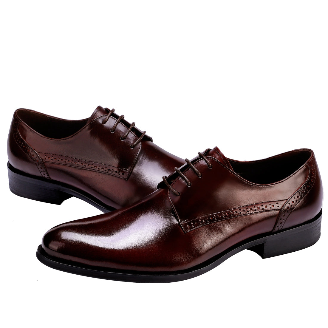 Chaussures en cuir de vachette de première couche pour hommes Chaussures d'affaires en cuir à lacets britanniques pour hommes Chaussures formelles en cuir de vachette de première couche23107 