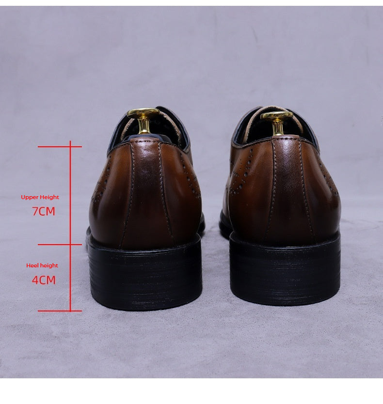 Men’s One-Piece Genuine Leather Brogue Oxford Shoes 68925