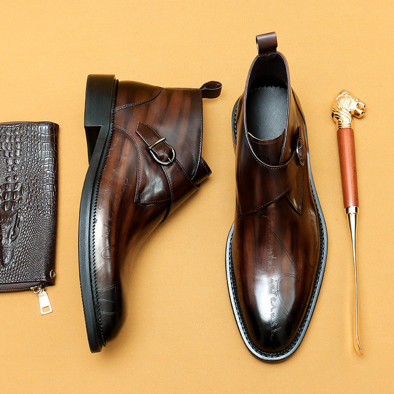 Men’s  Brogue Genuine Leather Martin Boots 89612