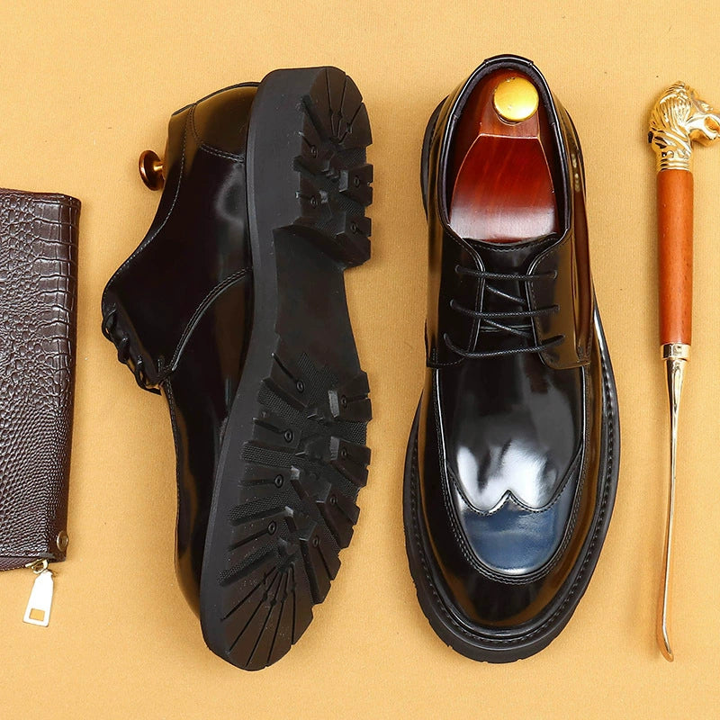 Men’s Glossy Shiny Leather Derby Shoes 23696