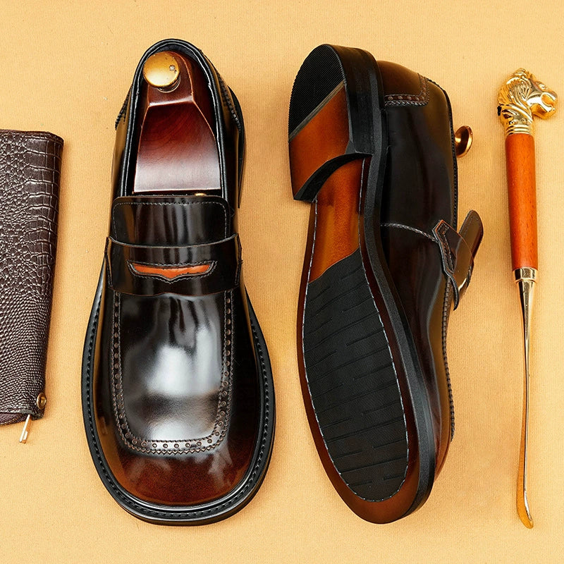 Men’s Genuine Leather Round-Toe Loafers 23711