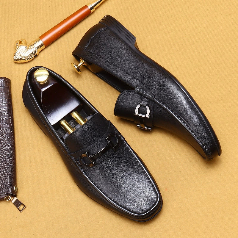 Men's Genuine Leather Surface Soft Slip-on Loafers Shoes 90219
