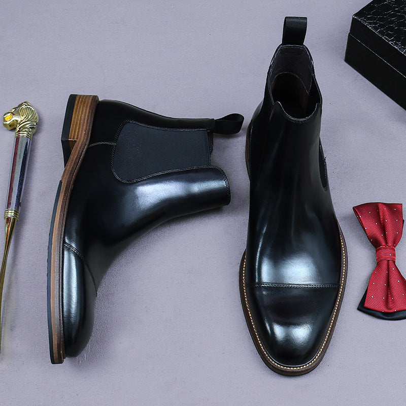 Erste Schicht Rindsleder Herren Lederschuhe Chelsea Boots Spitz zulaufendes Herren Echtleder Innenfutter Business Abendgarderobe Winter Herrenstiefel86215 