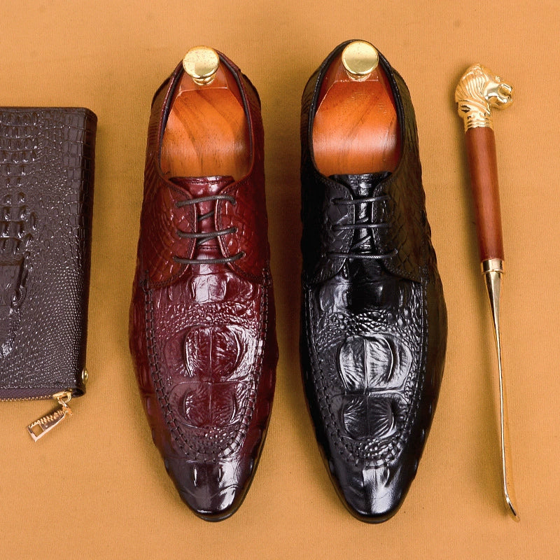 Men’s Crocodile-Print Genuine Leather Shoes 89131