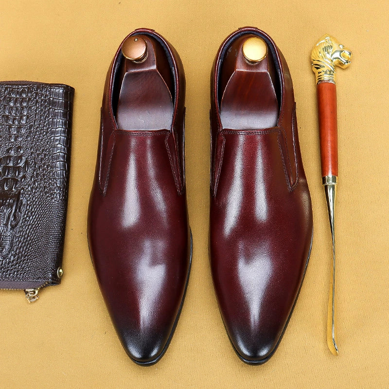 Formelle Business-Casual-Lederschuhe für Herren aus echtem Leder, erste Schicht Rindsleder, atmungsaktiv, modisch, spitz zulaufende Zehenpartie, Hochzeitsschuhe25835