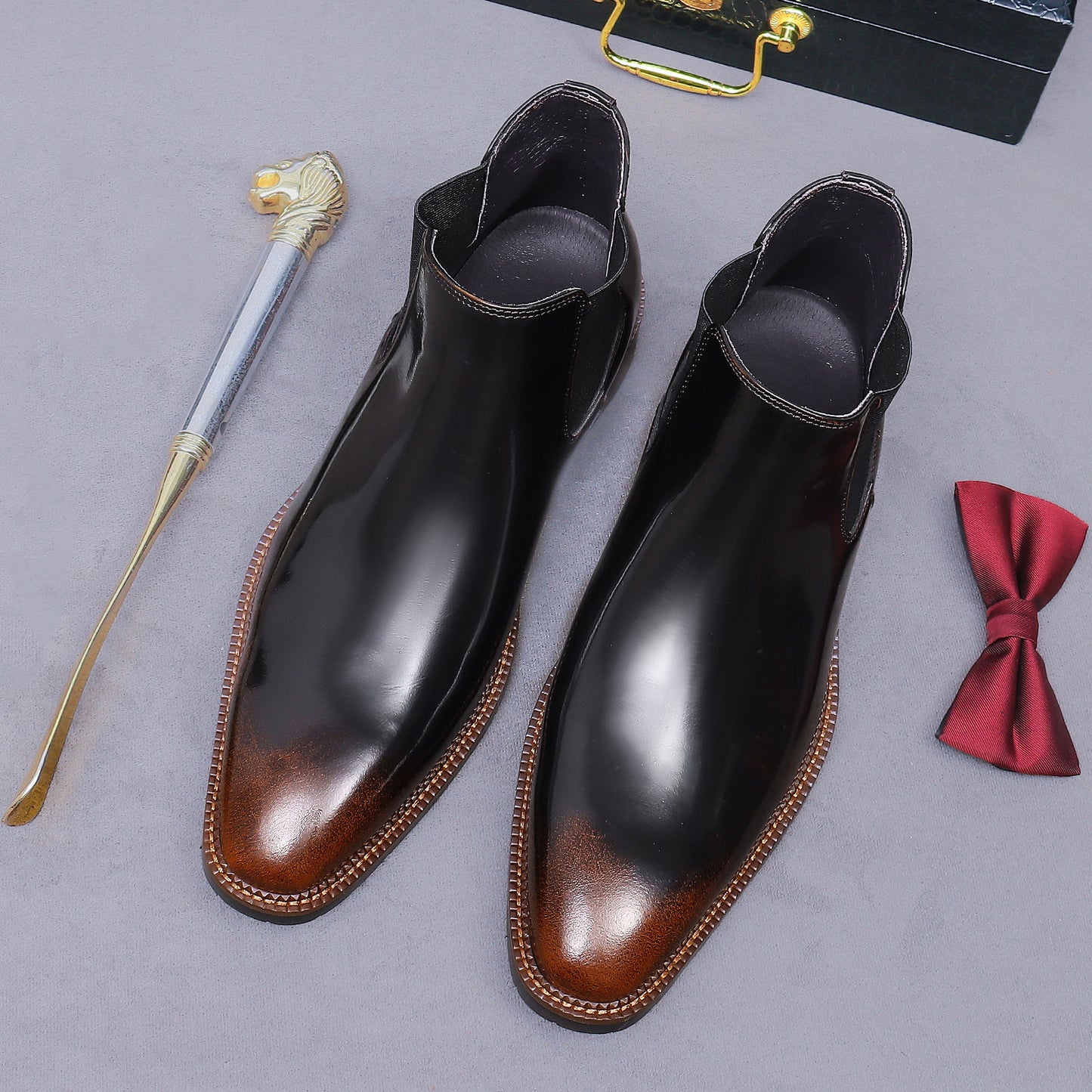 Men’s British Square-Toe Chelsea Boots  25896