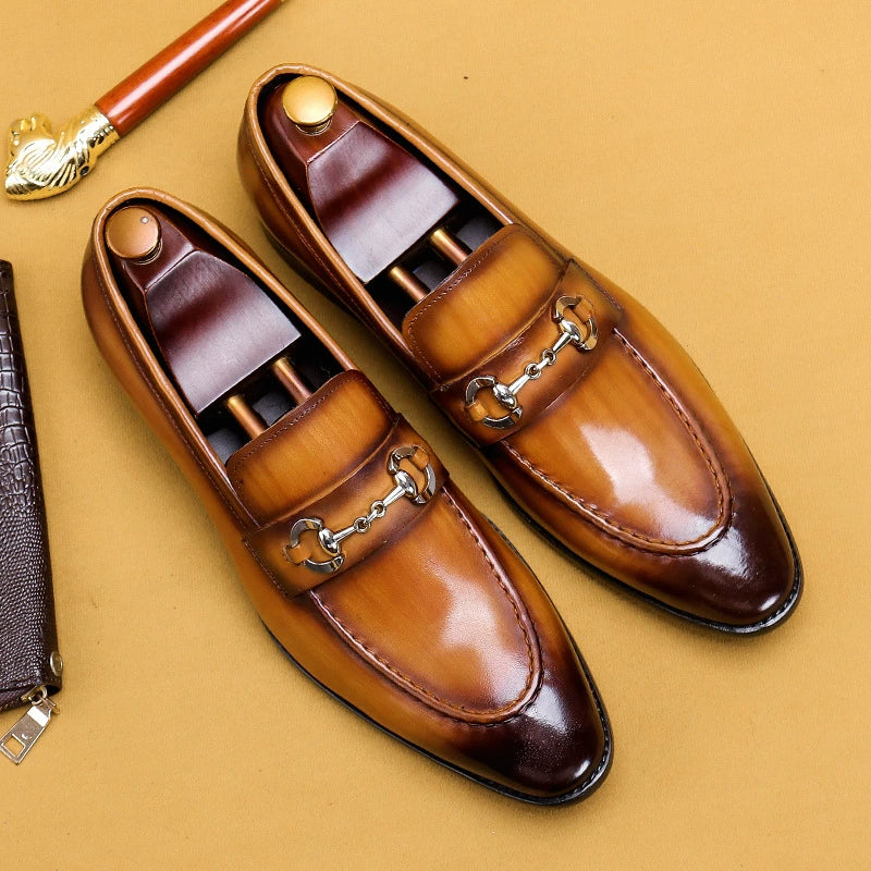 Men’s Pointed-Toe Genuine Leather Loafers 89253