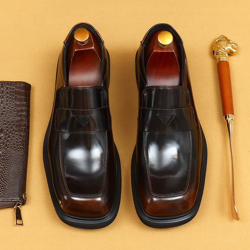 Men’s Genuine Leather Glossy British Loafers 23702
