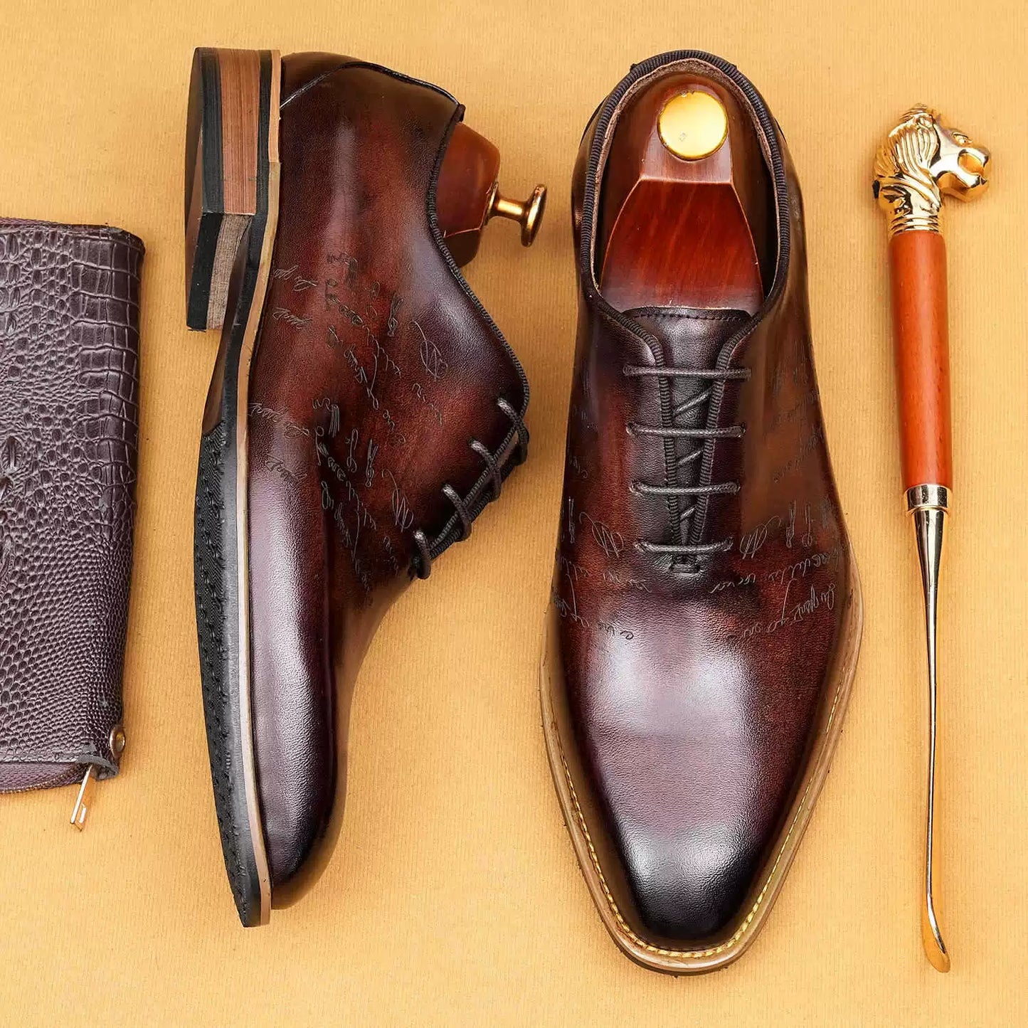 Men’s One-Piece Genuine Leather Oxford Shoes 65180