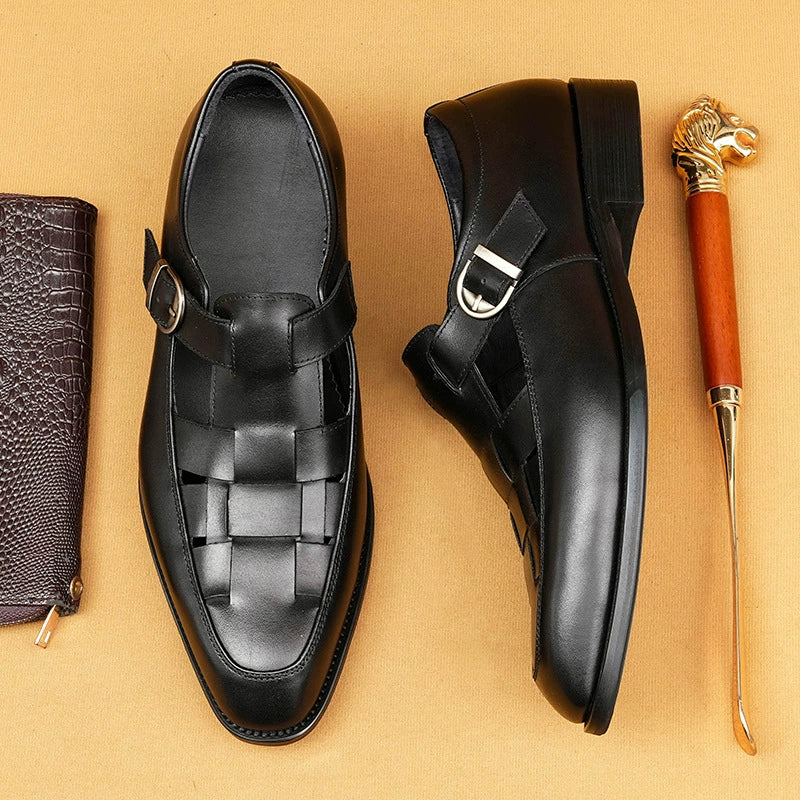 Buckle Open-Toe Business Casual Hollow-Out Dress Shoes 65129