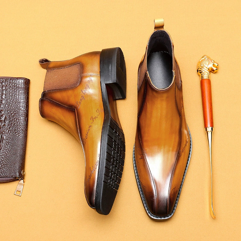 Men’s Pointed-Toe Genuine Leather Chelsea Boots 89611