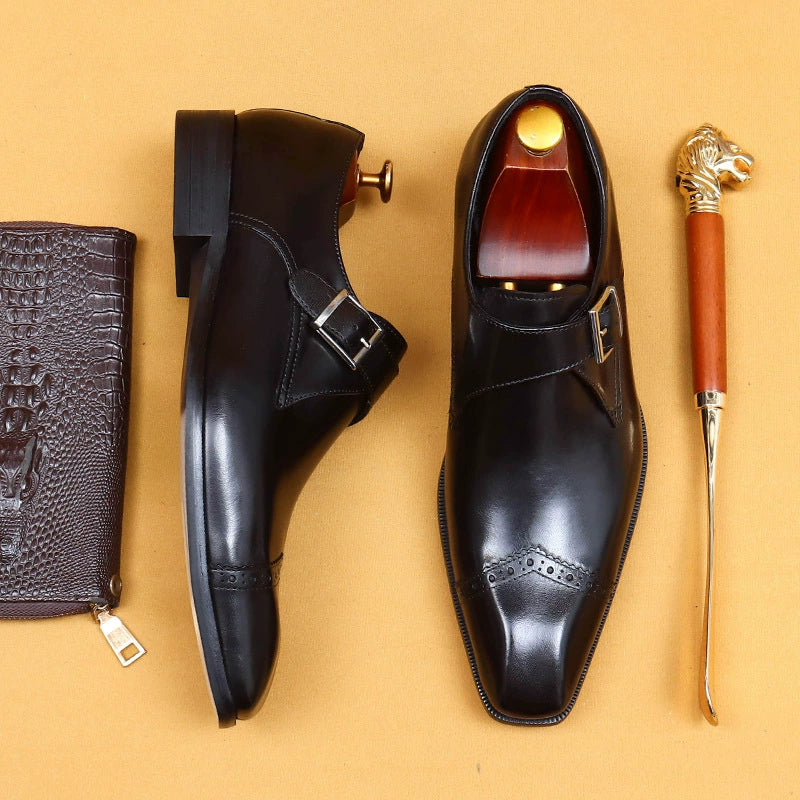 Men’s Buckle Slip-On Leather Shoes 65122