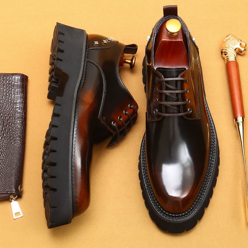 Men’s Thick-Sole Genuine Leather Derby Shoes 23671