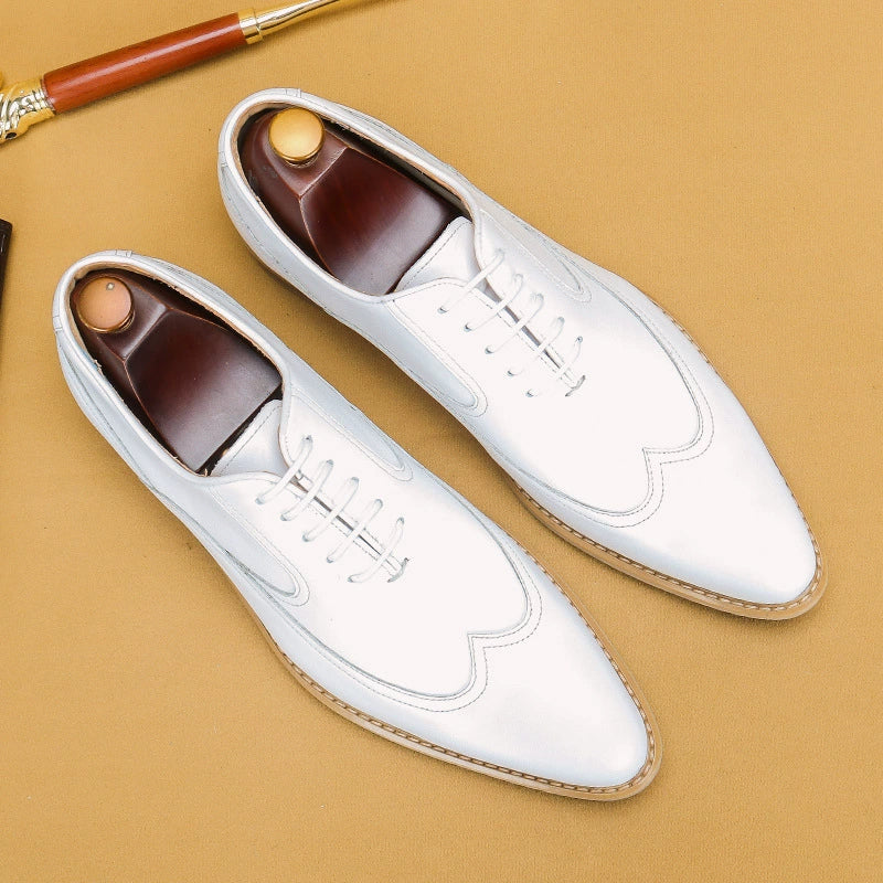Men’s White Genuine Leather Oxford Shoes 68138