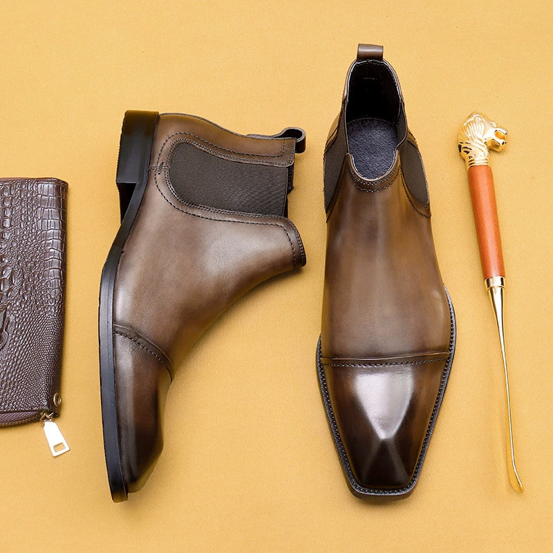 Men’s Pointed-Toe 3-Cap Toe Chelsea Boots 68895