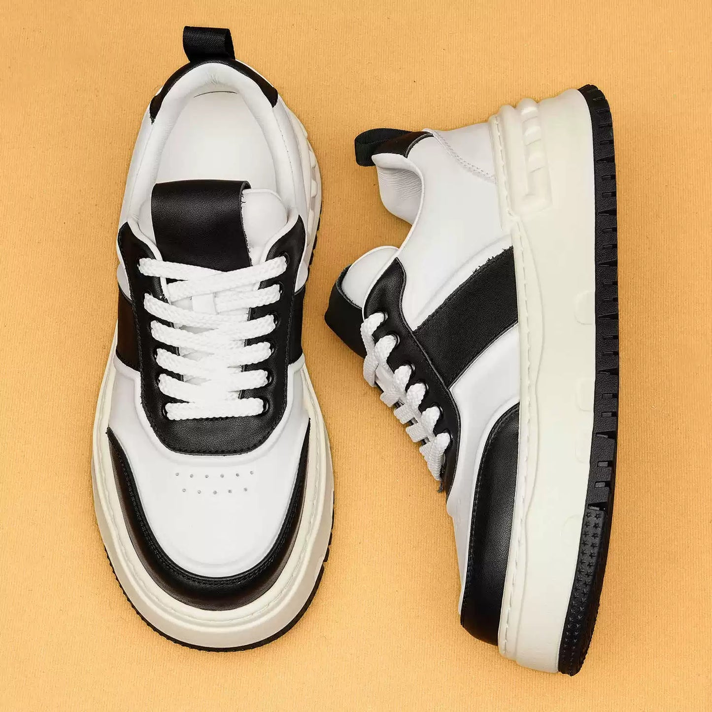 Men’s New Genuine Leather Lace-Up Casual Sneakers 88001