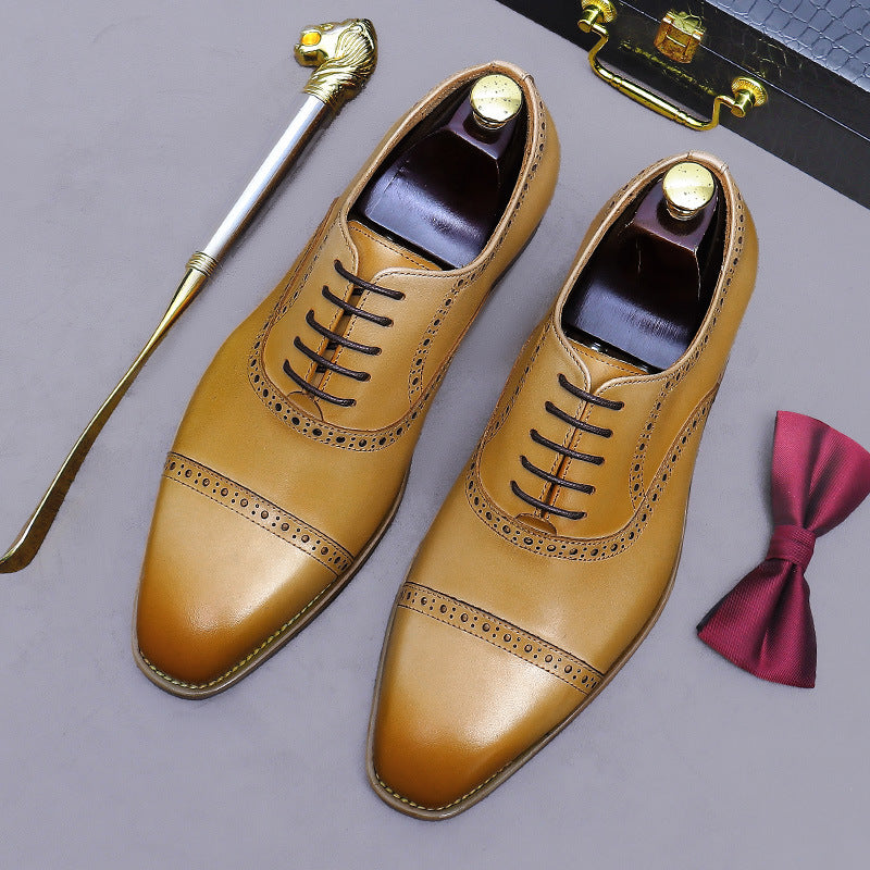 Men’s Cap-Toe Brogue Oxford Shoes 65181