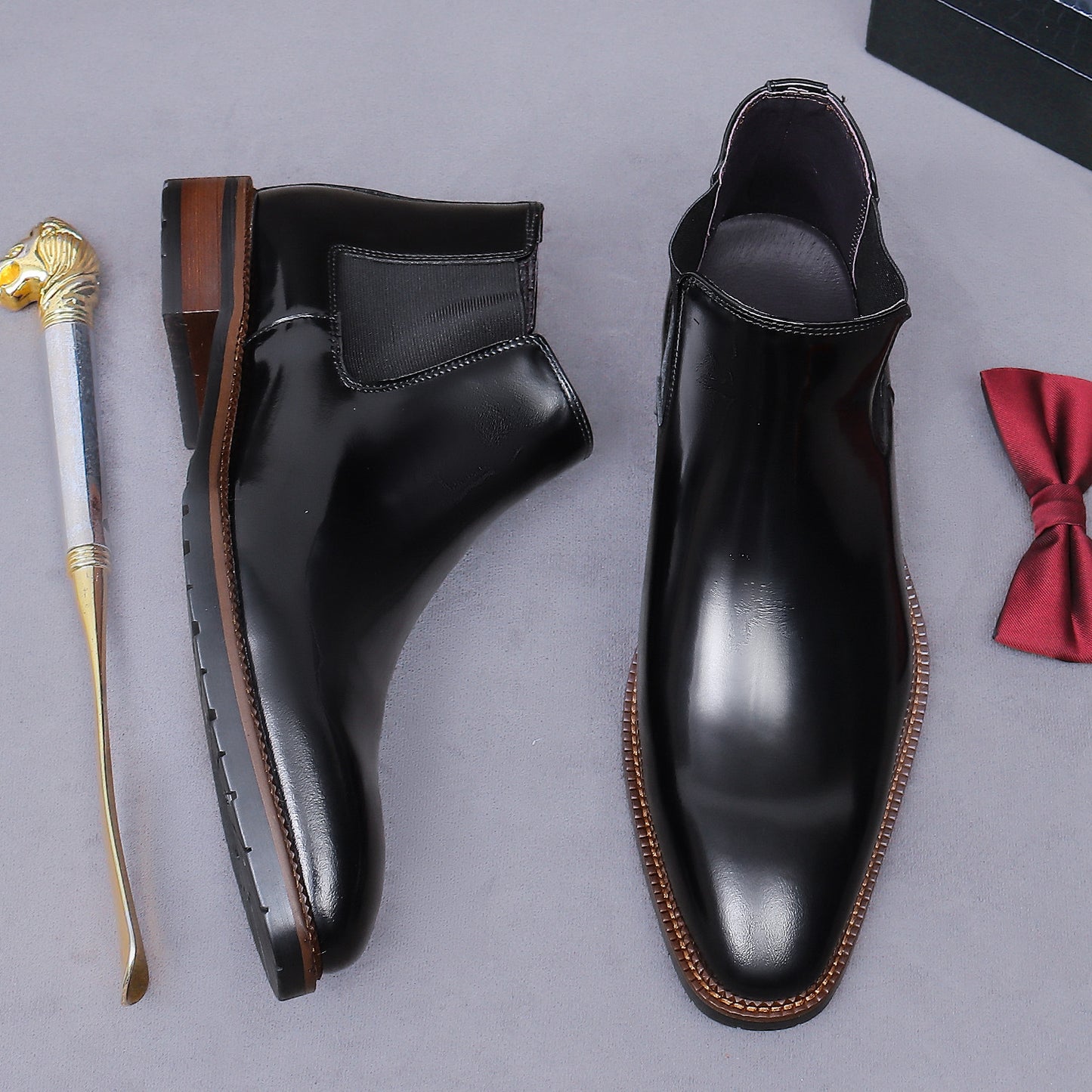 Men’s British Square-Toe Chelsea Boots  25896