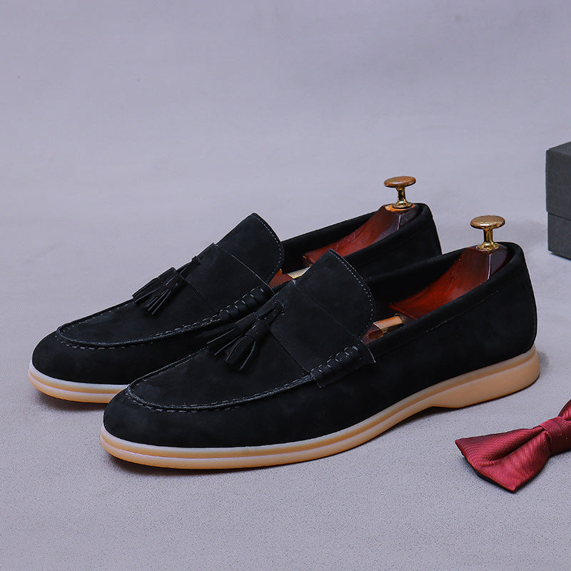 Slip-On Suede Tassel Loafers Moccasins Suede Leather Shoes 86218