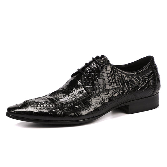 Men's Shoes British Business Dress Leather Shoes Genuine Leather Crocodile Pattern Pointed Casual Shoes89131