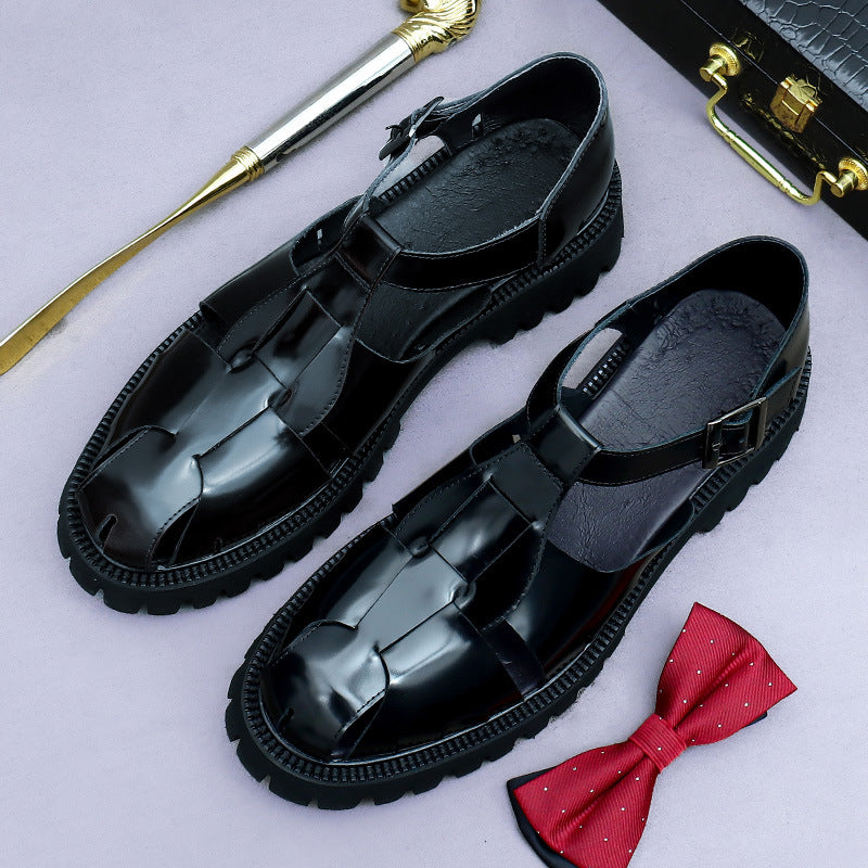 Men’s 4.5cm Platform Elevator Leather Sandals 23695