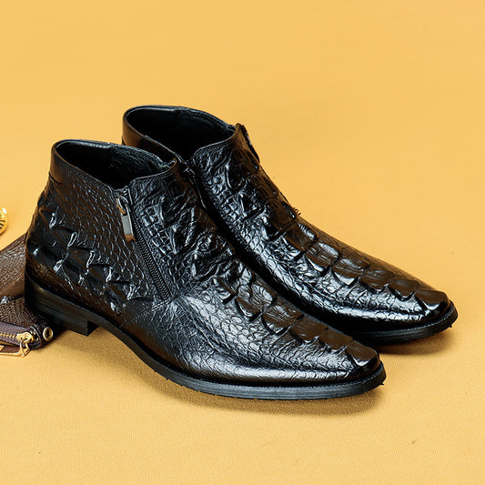 Top Layer Cowhide Men's Leather Shoes Business Casual Men's Pointed Martin Boots Top Layer Cowhide Leather Versatile Breathable Men's Leather Boots69319