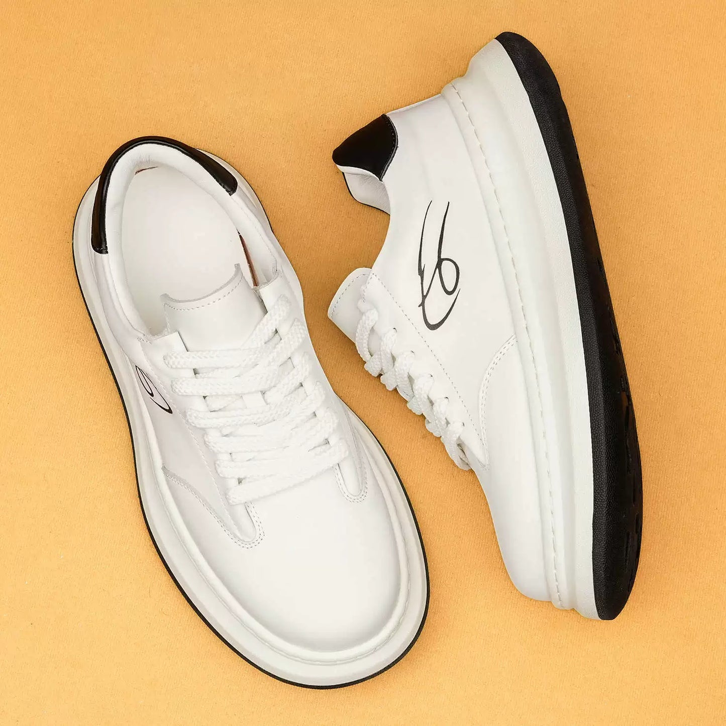 Men’s New Genuine Leather White Sneakers 88002