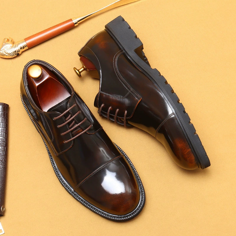 Men’s 3-Cap Genuine Leather Dress Shoes 96117